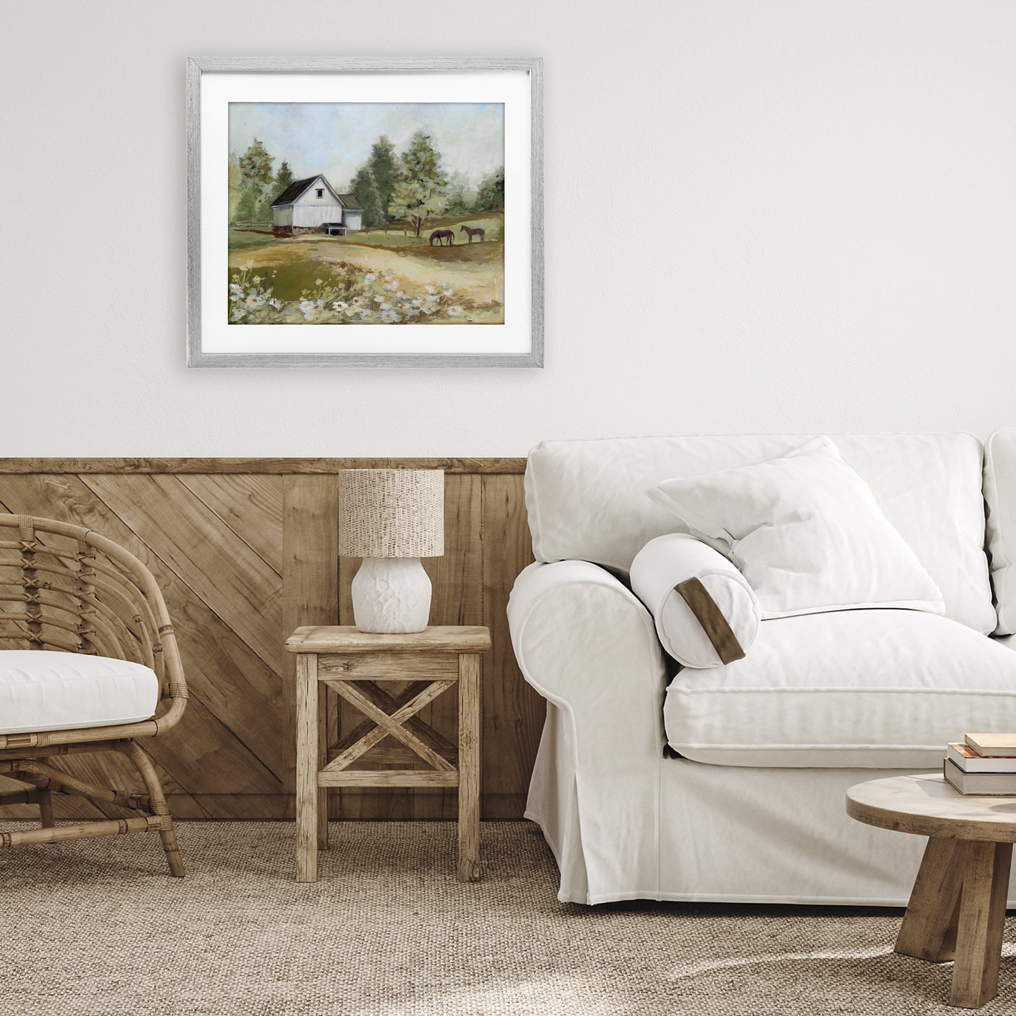 Stupell Industries Barn Field Landscape Gray Framed Print Under Glass, design by Susan Winget