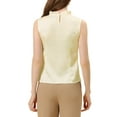 thumbnail image 3 of INSPIRE CHIC Women's Ruffle Neck Pleated Front Summer Sleeveless Satin Blouse XL White, 3 of 5