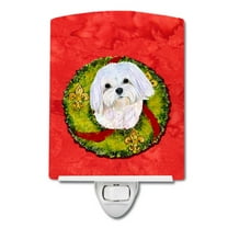 Caroline's Treasures SS4172CNL Maltese Cristmas Wreath Ceramic Night Light, 6x4x3", multicolor