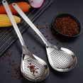 thumbnail image 2 of Cuchara coladora de acero inoxidable con mango ergonómico y agarre cómodo, larga, para freír alimentos, accesorios de cocina, 2 of 8