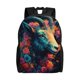 thumbnail image 1 of Disketp Colorful Flower Goat Mochila Unisex de Apertura Lateral Completa, Mochila para Laptop para Escuela, Trabajo y Viajes, 1 of 8