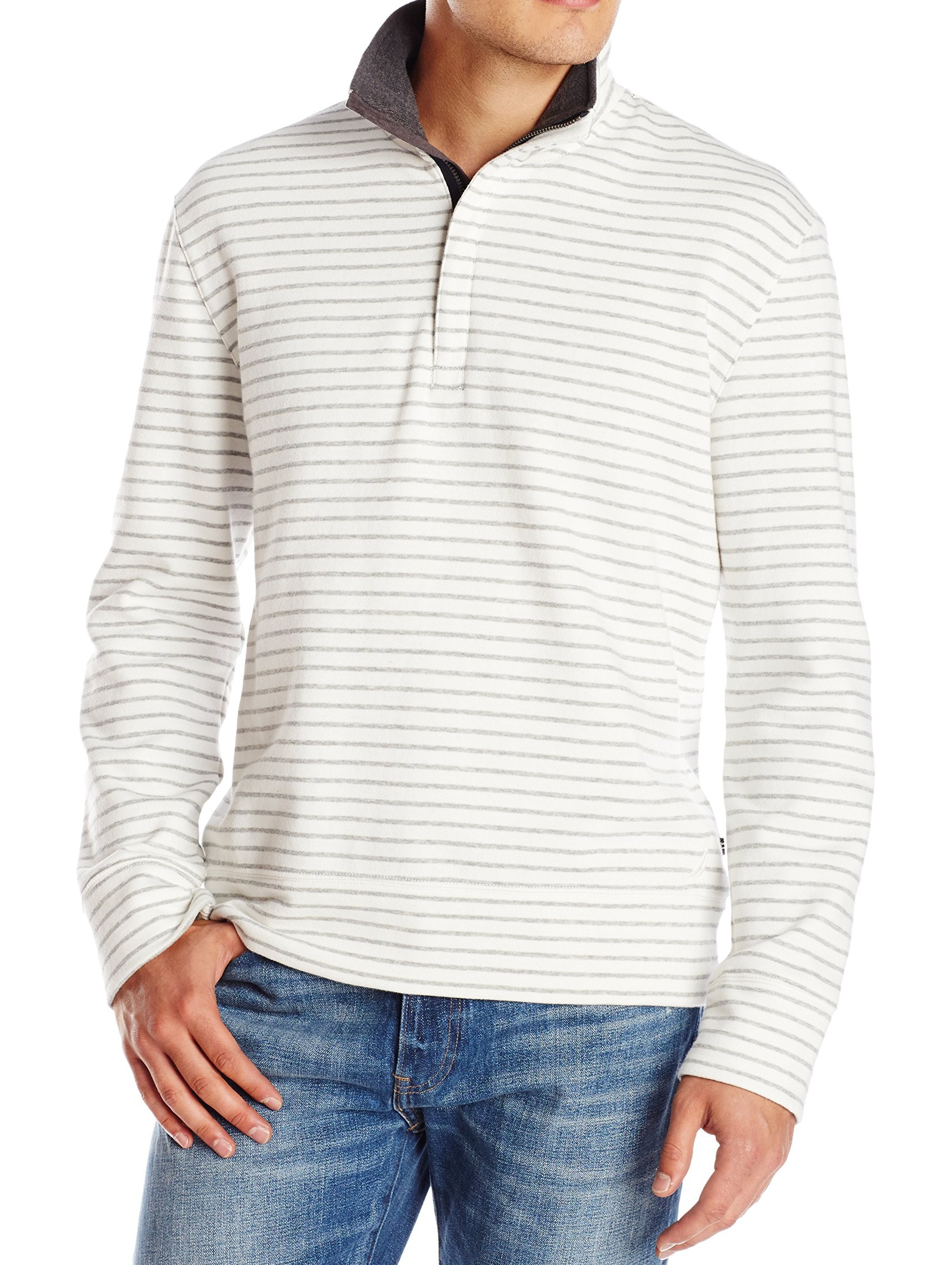 Nautica - NAUTICA 1/2 Zip Mock Neck Striped Fleece Sweatshirt Sail ...