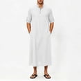 thumbnail image 2 of Men's Casual Button Down Shirt Long Sleeve Stand Collar Pullover Top Cotton Soft Comfortable Solid Color Fashion Streetwear Business Casual Daily | Zenithor,White M, 2 of 8