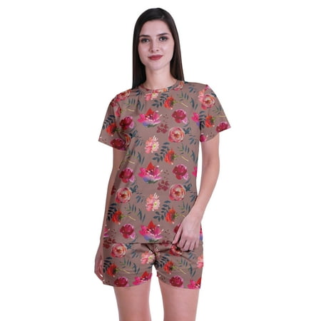 

Moomaya Printed Tees Shorts Pajamas Set For Women Sleepwear Pjs For Girls
