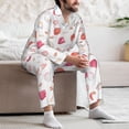 thumbnail image 7 of Naloa Red coral and scallop seashell Men’s Pajamas Set - Long Sleeve Button Down Sleep Shirt and Pajama Bottoms Sleepwear Set-, 7 of 7