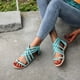 thumbnail image 5 of Sandalias planas con cremallera cruzada de verano, sandalias tejidas con correa para mujer Wmkox8yii  shjk5153, 5 of 7