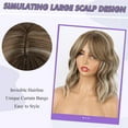 thumbnail image 5 of SUCS Dark Brown Wavy Bob Wig Natural Brown Curly Bob Wig with Curtain Bangs for Black Women Synthetic Wig, 5 of 5
