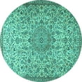thumbnail image 1 of Ahgly Company Machine Washable Indoor Round Persian Turquoise Blue Traditional Area Rugs, 6' Round, 1 of 4
