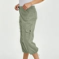 thumbnail image 2 of Cargo Pants Women High Waisted Women's Cargo Capris Pants with 6 Pockets Button Closure Lightweight Stretch Summer Casual Straight Travel Cropped Trousers Women's Plus, 2 of 9