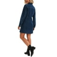 thumbnail image 3 of INSPIRE CHIC Women's Jean Dresses Button Up Collar Long Sleeve Pockets A Line Knee Length Denim Dress 2XL Dark Blue, 3 of 6