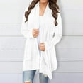 thumbnail image 2 of Mrat Womens Open Front Cardigan Duster Eyelet Lightweight Fall Trendy Long Sleeve Cardigans Sweater with Pockets Fleece Lined Parka Lady S-367 White L, 2 of 6