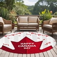 thumbnail image 6 of Red Canada Day Round Rug 7ft Washable Circle Rugs Non Slip Modern Abstract Art Leaves Large Area Rug Indoor Floor Carpet for Bedroom Kitchen Living Room Home Office Dining Room Nursery, 6 of 8