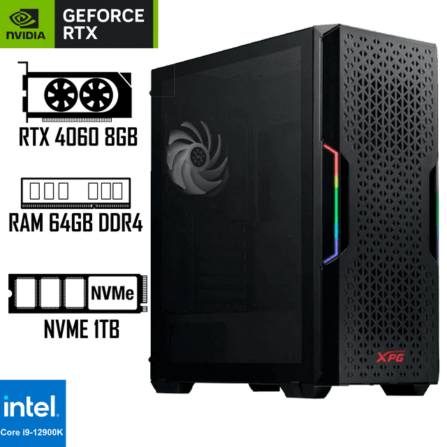 Cpu Gamer Intel I9 12900k Ram 64GB DDR4 Nvme 1tb Nvidia Rtx 4060 8Gb E.Liquido