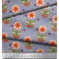 thumbnail image 3 of Soimoi Gray Silk Fabric Leaves & Flower Floral Print Fabric by the Yard 42 Inch Wide, 3 of 3