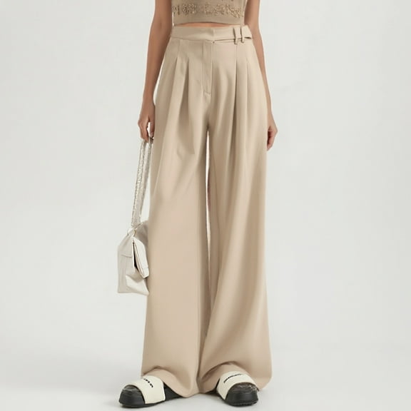 SNKSDGM Women's Plus Black Dress Pants Women Petite Short Plus Size Womens Dress Pants for Work Plus Size Fashion Slacks 2025 Spring Summer New Solid Color High Waist Loose Wide Leg Pants Women