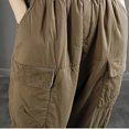 thumbnail image 5 of IROINNID Cargo Pants for Women Loose Patchwork Elastic Waist with Cotton Insulation Large Pocket Work Clothes Cotton Pants,Coffee, 5 of 9
