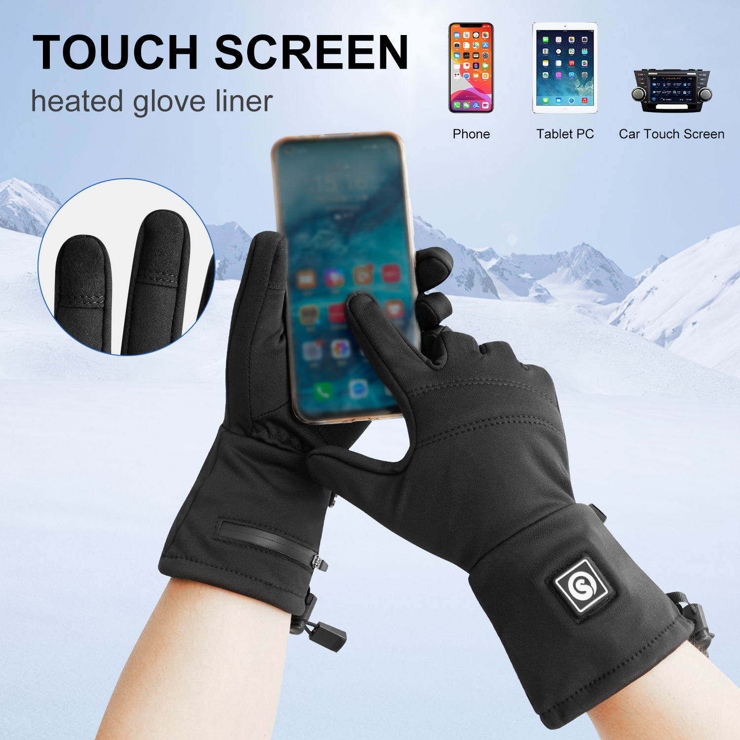 SNOW DEER Heated Gloves for Women Men Rechargeable Waterproof,Glove Liners Ski Snow Gloves for Cold Weather Winter Hand Warmers