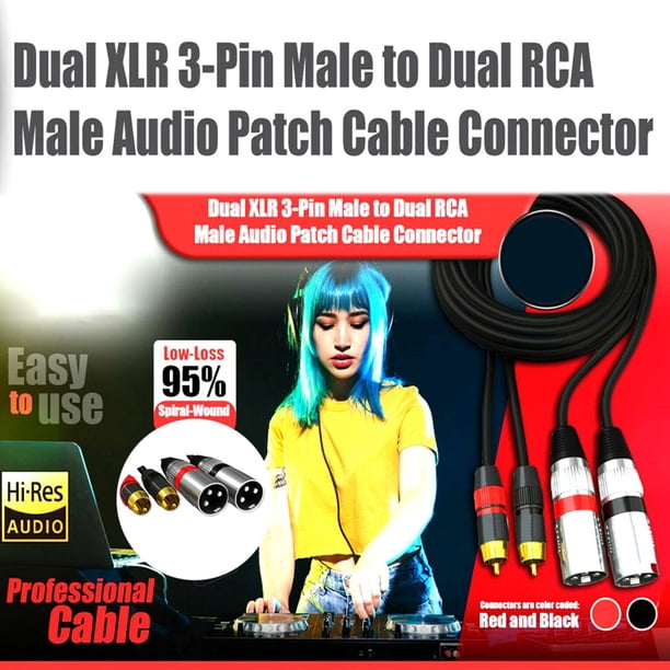 Divisor de cable XLR 2 RCA macho a 2 XLR macho para micrófono Altavoz estéreo 15 m perfke Cable de audio