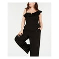 thumbnail image 3 of TEEZE ME Womens Black Short Sleeve Asymmetrical Neckline Evening Wide Leg Jumpsuit 24, 3 of 4