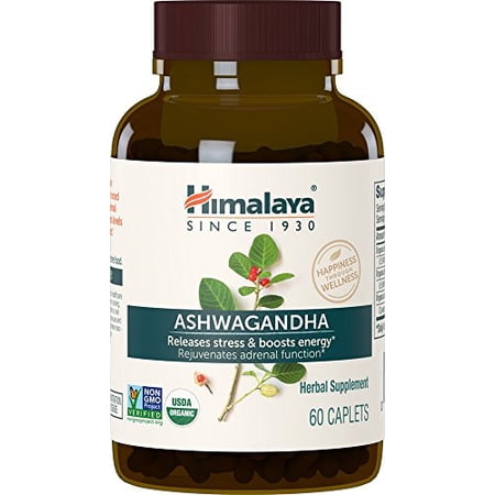 Himalaya Organic Ashwagandha  2 Month Supply for Stress Relief  USDA Certified Organic  Non-GMO  Gluten-Free Supplement  100% Ashwagandha powder & extract  670 mg  60 Caplets