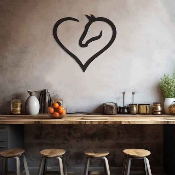 LaModaHome Exclusive Heart Silhouette With Horse Metal Wall Art Decor – Durable & Artistic Metal Wall Art for Home and Office Decor, Perfect for Any Interior Design Aesthetic