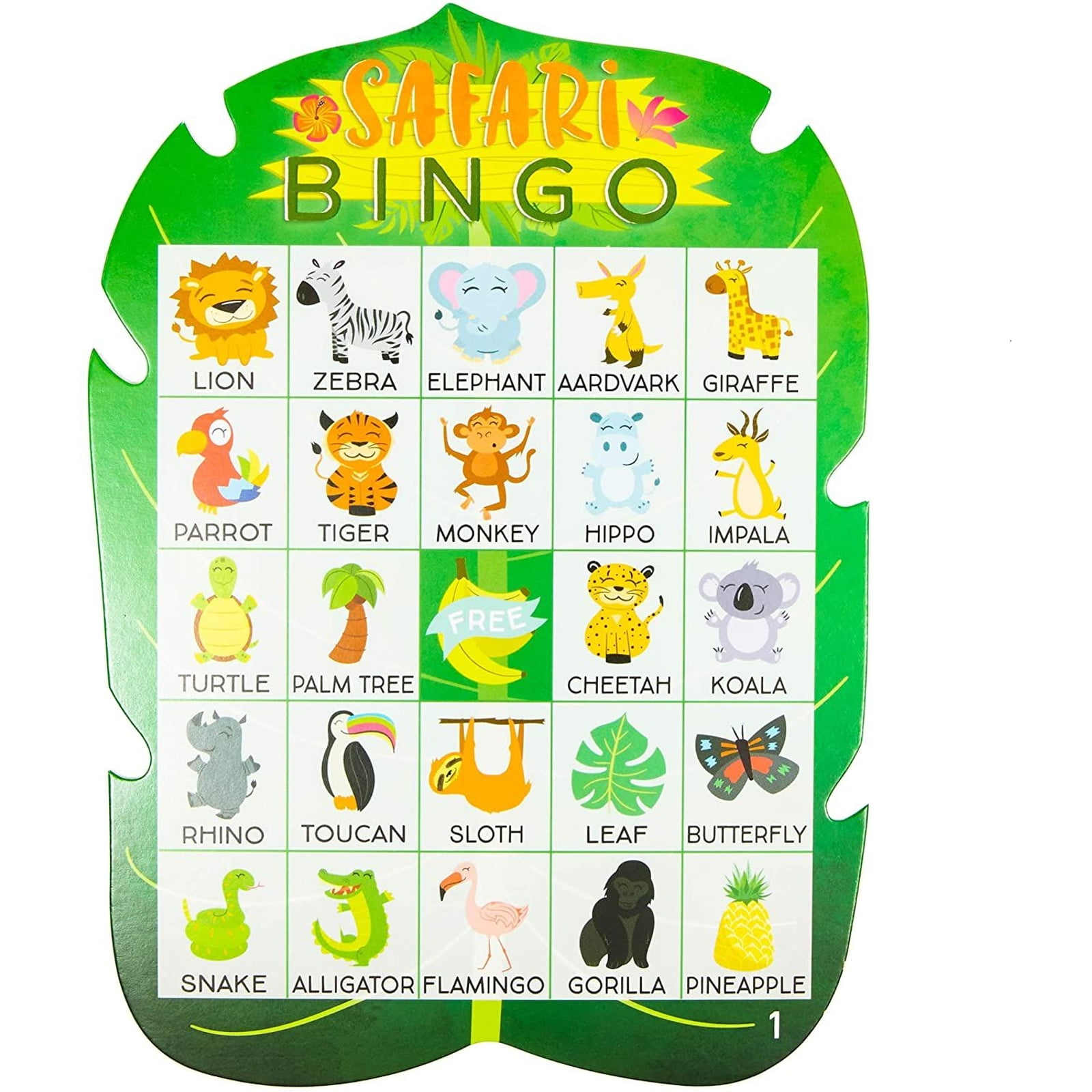 36 Pack Safari Jungle Bingo Game Cards Set for Kids Animal Birthday ...