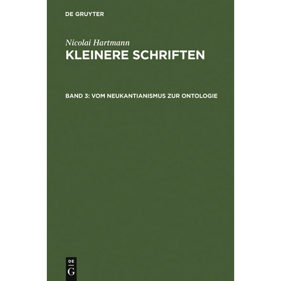 Vom Neukantianismus Zur Ontologie, (Hardcover)