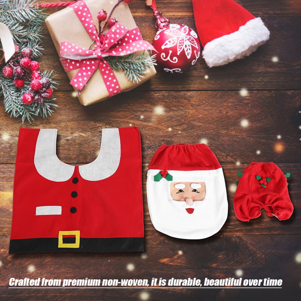 Ejoyous Christmas Bathroom Toilet Seat Cover Floor Mat Water Tank