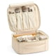 thumbnail image 1 of Bolsa de maquillaje de viaje Vlando de gran capacidad, piel sintética, color beige, 1 of 9