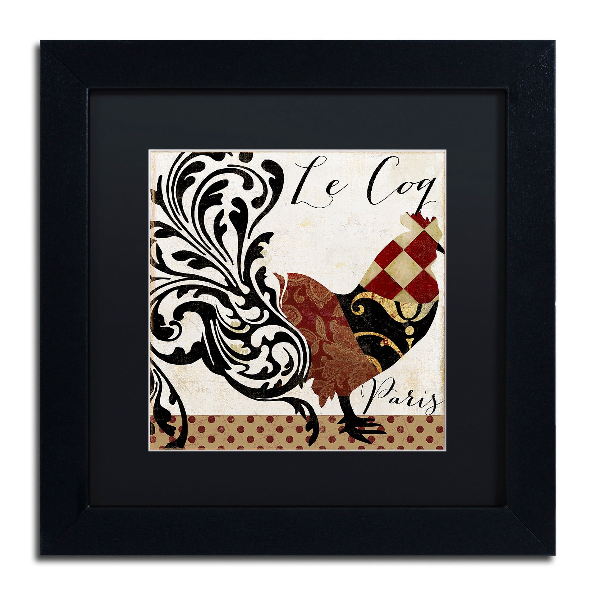 Trademark Fine Art "Roosters of Paris II" Canvas Art by Color Bakery Black Matte, Black Frame