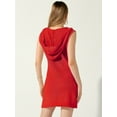 thumbnail image 3 of DARING DIVA Hooded Knitted Mesh Sleeveless Mini Dress S Red, 3 of 6