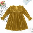 thumbnail image 3 of FYMNSI Toddler Baby Girl Velvet Long Sleeve Dress Ruffle Party Gown Dress Christmas Fall Winter Dress, 3 of 5