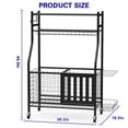 thumbnail image 6 of LAFGUR Garage Sports Equipment Organizer,Ball Storage with Baskets and 4 Hooks, Sports Gear with Wheels for Garages, Gym, Powder Coated Steel, Black, 6 of 8