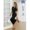 Black, variant on Womens Black Cotton Bodycon Dress, Short Sleeve Round Neck Fitted Midi