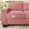thumbnail image 4 of Muumblus 83.5" Living Room Sofa with Cup Holders, Cozy Plush Upholstered Couch, Corduroy Sofa 3-Seater, Pink, 4 of 12