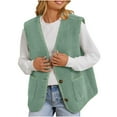 thumbnail image 2 of Idoravan Women'S Fleece Vest Lightweight Warm Soft Vests Outerwear Women Pocket Coat Short Jacket Winter Sleeveless Fleece Button Solid Outerwear Green S, 2 of 7