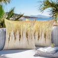 thumbnail image 3 of Throw Pillow Covers 24x24 Inch Set of 2, Abstract Gold Waterproof Outdoor Pillow Covers, Modern Brush Luxury Strokes Artwork Decorative Cushion Pillowcases for Couch, Sofa, Bed, Garden, Patio, 3 of 9