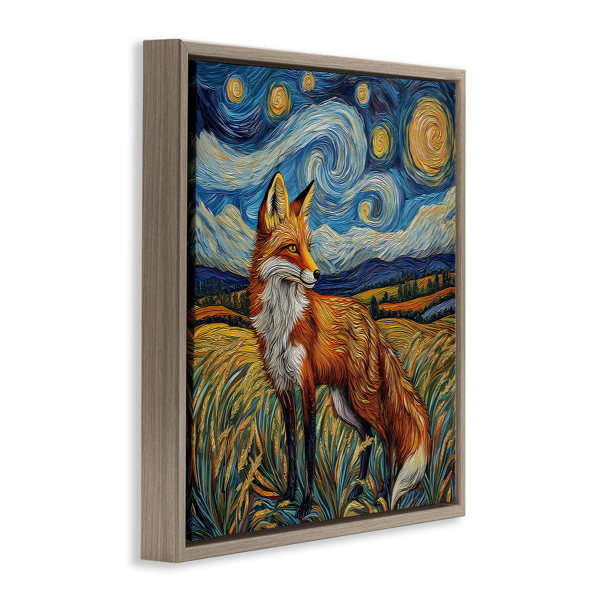Stupell Industries Swirling Impressionist Fox Brown Framed Floater Canvas Wall Art, design by The Wands Want