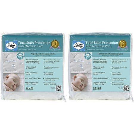 (2 Pack) Sealy Total Stain Protection Waterproof Crib and Toddler Mattress