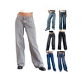 thumbnail image 3 of FOCUSNORM Women's Spring Summer Denim Pants Low Waist Wide Leg Trousers with Multi Pockets, 3 of 8