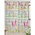 thumbnail image 5 of Happy Easter Living Room Curtains 2 Panel, Spring Bunny Eggs Flower Sage Green Plaid Cafe Window Treatment, Extra Long Farmhouse Bedroom Bathroom Kitchen Curtains Drapes 104"x72", 5 of 6