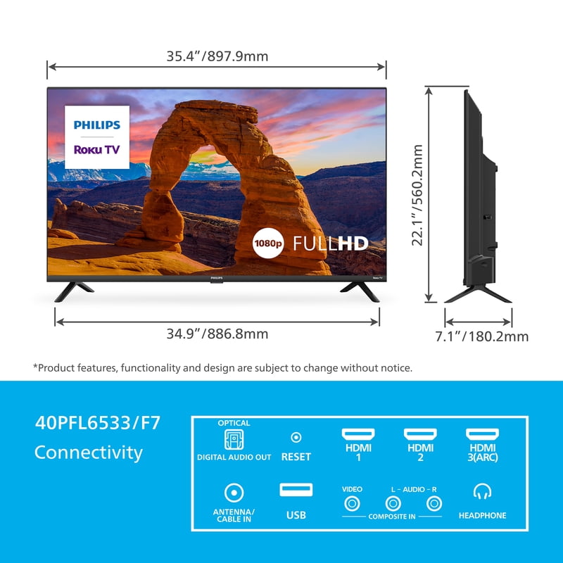 Philips 40" Class FHD (1080p) Roku Smart LED TV (40PFL6533/F7) (New) color options