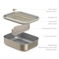 thumbnail image 3 of Bentgo MicroSteel Leak-Proof Lunch Box - Microwave-Safe, Oven-Safe, Bento-Style Container with Removable Divider, Airtight Lid, Sustainable Design, Odor & Stain Resistant (Gold), 3 of 8
