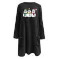 thumbnail image 5 of Lovskoo Fuzzy Fleece Pullover Tops for Women Winter Warm Printed Long Sleeve with Pocket Crewneck Solid Color Warm Top Black, 5 of 6