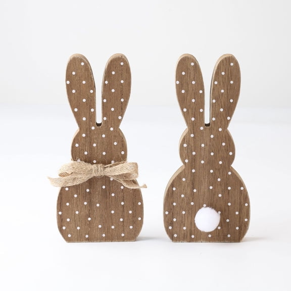 HuiXinOu Easter Wooden Rabbit Ornament, Handcrafted Wooden Rabbit Figurine for Holiday Home Decor, Spring Easter Decoration, Tabletop or Gift Display