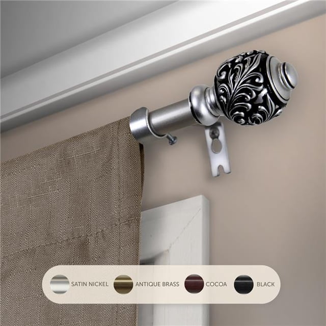 Central Design 5709-285 Tringle à Rideau Aria 0,625 Po avec Extension de 28 à 48 Po & Nickel Satiné