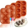 thumbnail image 1 of Jinsinto 4 Pcs Silicone Molds, Hot Chocolate Bomb Mold with 6 Semi Sphere Jelly Holes, with 2 Droppers Chocolate Molds, 1 of 5
