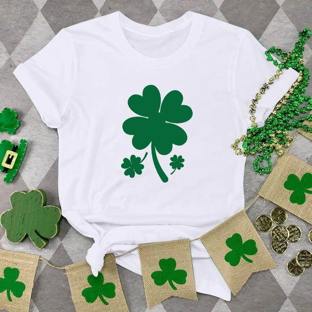 T-shirt de la Saint-Patrick pour Femmes Mode Col Rond Imprimé Manches Courtes T-shirt Décontracté Ample Hauts T-Shirts de la Saint-Patrick pour Femmes