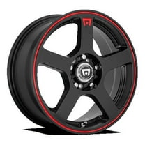 Motegi Aluminum Rim MR116 FS5 16X7in Matte Black Red Racing Stripe Finish, MR11667031740