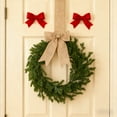 thumbnail image 5 of Artificial Farmhouse Wreath for Front Door,Kitchen Cabinet Wreath with Burlap Ribbon, Greenery Lavender Boxwood Wreath for Porch Wall Window Decor,Home Decoration for Farmhouse Style,Christmas Decor, 5 of 5